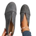 thumbnail image 4 of Slip On Flats Shoes for Women Comfortable Faux Suede Round Toe V Cut Casual Ballet Flats Soft Loafers Nurse Walking Shoes Lightweight Breathable Boat Shoes for Office Work, 4 of 6