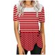 thumbnail image 1 of Blusas de Manga Corta para las Mujeres, Botón Impreso Casual Abajo Cuello Redondo Superior, Tela de Imitación Ligera, 1 of 5