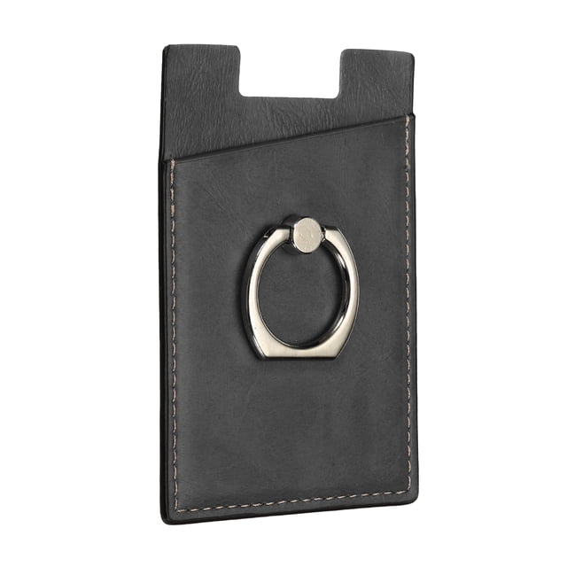 Soporte para tarjeta de crédito Uxcell para la parte posterior del teléfono con soporte de anillo, se adhiere al monedero del teléfono, soporte magnético negro autoadhesivo