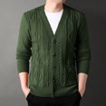 thumbnail image 2 of JTieacloth Men's Cardigan Sweaters Men Thick Knit Cardigan Shape Loose Casual V Neck Sweater Coat(Green), 2 of 4