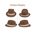 thumbnail image 3 of Deago Straw Fedora Hat for Men Women Short Brim Trilby Hat Classic Panama Summer Beach Sun Hat (Coffee), 3 of 9