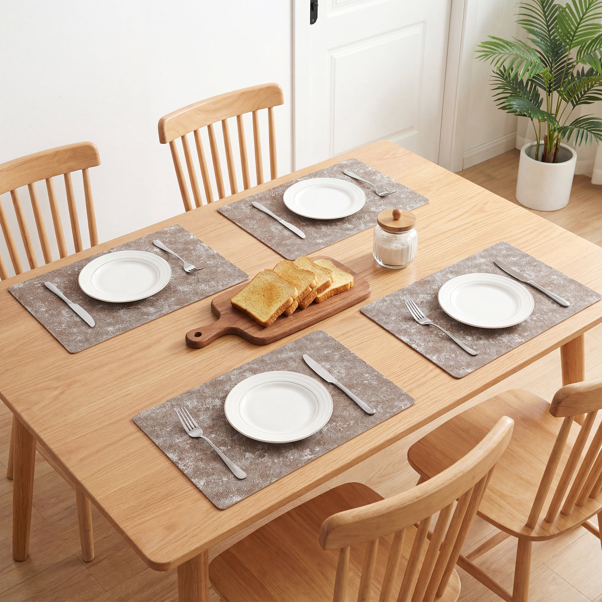 REGALWOVEN Rectangle Placemats Set of 6 Vinyl Placemats for Table Decor Washable Heat Resistant Table Placemats Wipeable Table Mat Bronze 17.7x11.8inch