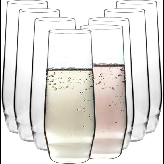 D'Eco Unbreakable 12 oz Champagne Flutes (Set of 8) - 100% Tritan Reusable Mimosa & Champagne Glasses - Perfect Cocktail Glasses for Hosting, Galentine's Day & Parties - Valentine's Day Gift Idea