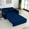 thumbnail image 3 of Modern 54" Pull-Out Sofa Bed With 2 Detachable Arm Pockets 2 Pillows Adjustable Backrest Grid Design Armrests Sofa Couch For Apartment Office Living Room Guest Room, 3 of 9