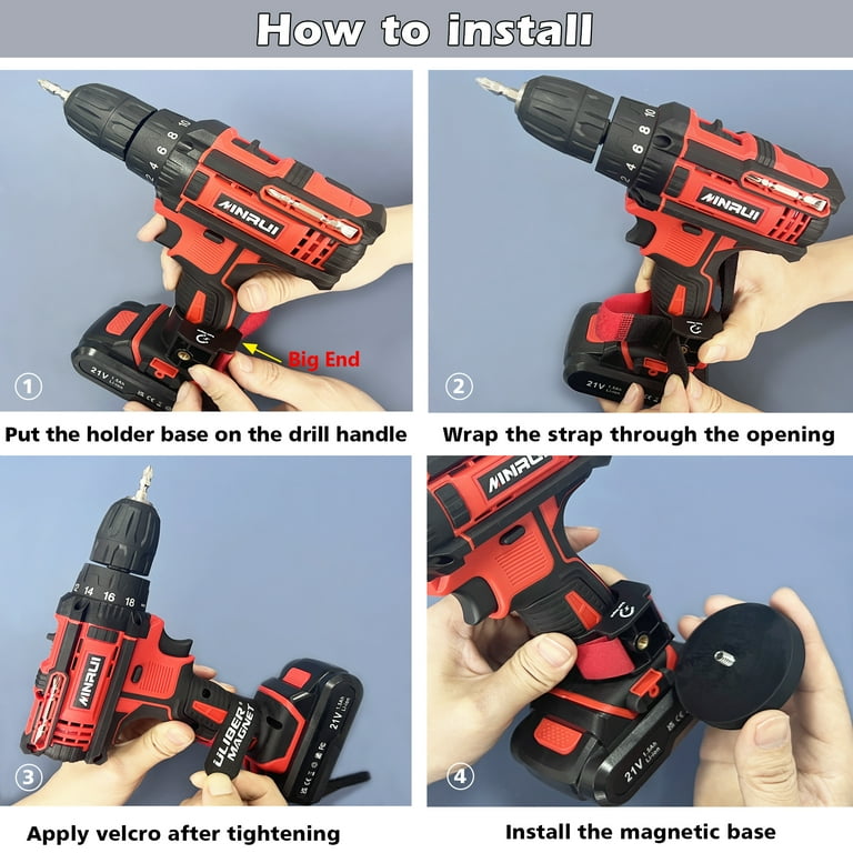 ULIBERMAGNET Heavy Duty Magnetic Drill Clip Holsters 1 SET Tool Storage Holder with Magnet Strong Magnetic Clip for Cordless Power Tools Screws Nails Screw Driver Drill Bit Wrench Metal Accessories Wa...
