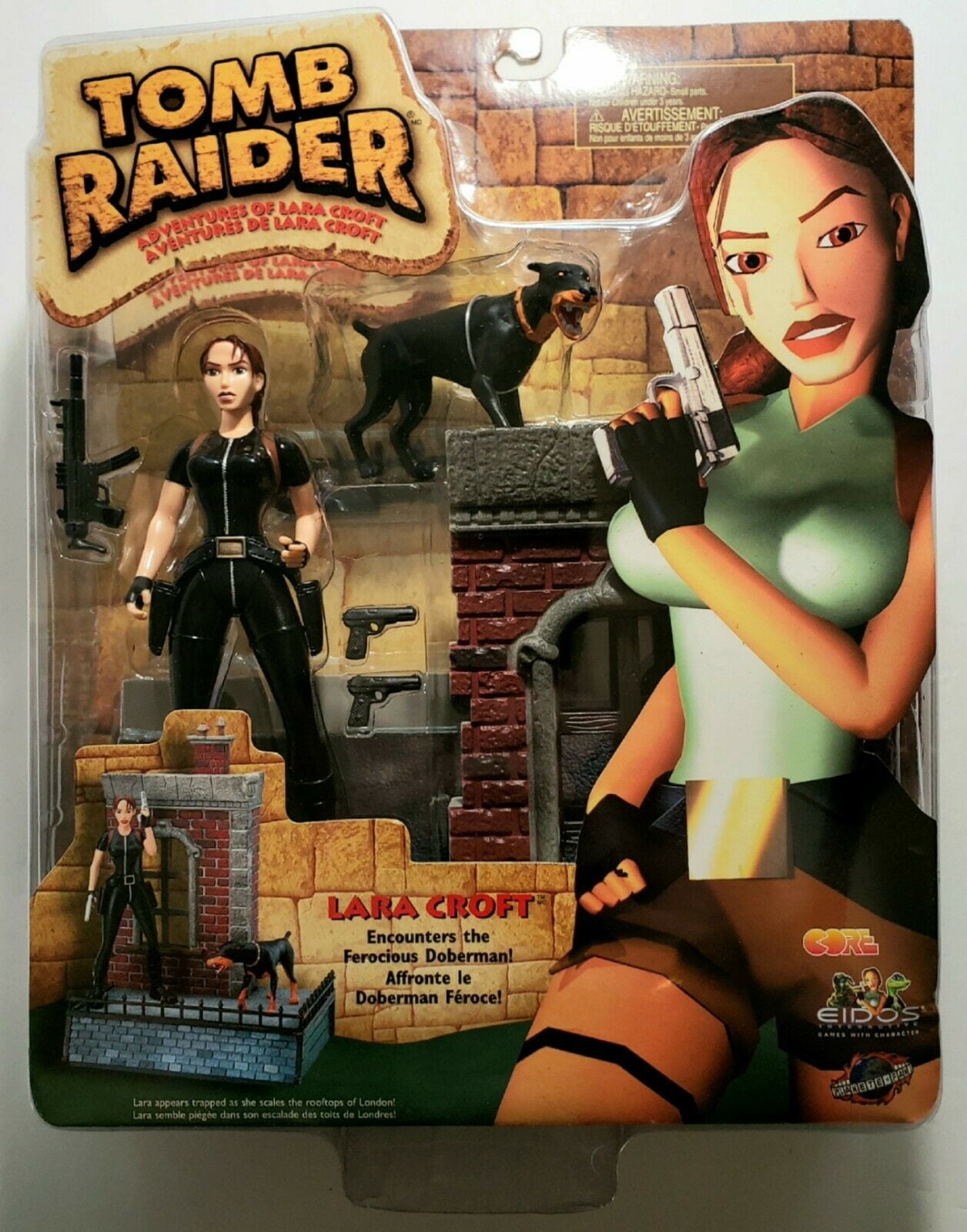 Figurine Tomb Raider Lara Croft Avec Doberman - Playmates - Blister Scellé