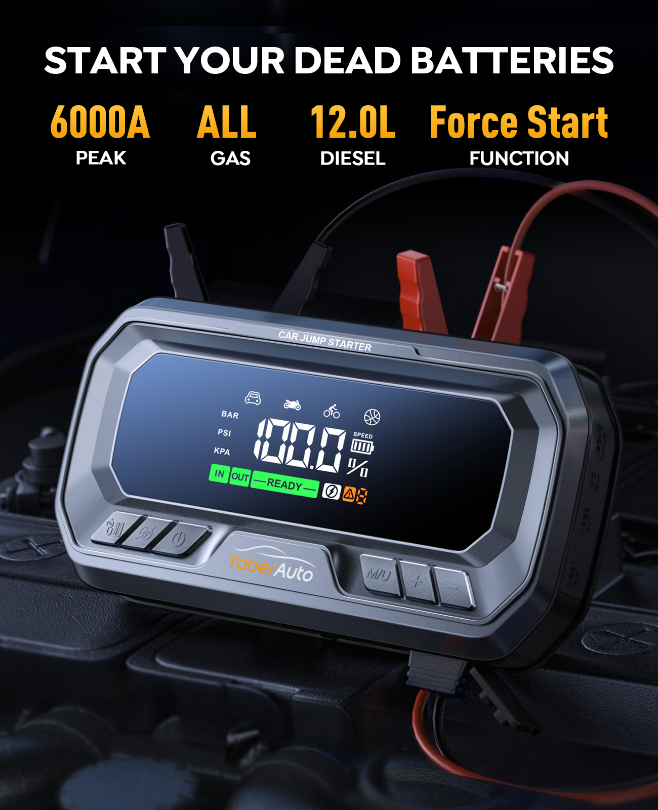 YaberAuto 6000A Jump Starter with Air Compressor photo 2