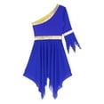 thumbnail image 5 of Alvivi Women's Irregular Liturgical Praise Worship Dance Dress One Shoulder Sequin Trim Tunic Royal Blue XXL, 5 of 7