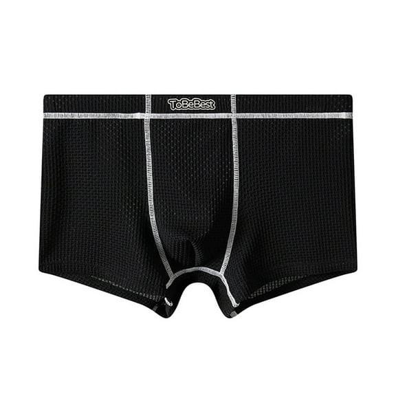 successthop Plus Size Underwear for Men Comfortable Underpant Lightweight Breathable Solid Boxer Brief Black 2XL