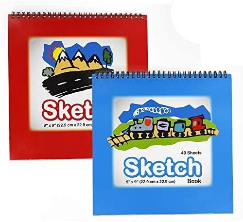Emraw Top Bound Spiral Premium Sketch Pad Can be Use with Pens, Markers, Pencils Perfect for Writing, Drawing & Sketching 9' X 9' - 40 Pages