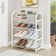 4 Tier Small Shoe Rack, Narrow Stackable Kids Toddler Adult Shoe