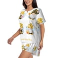 thumbnail image 2 of Rateoe Gnomes Honey Bee Pattern Women's Short-Sleeved Pajama Set - 2 Piece Soft and Lightweight Sleepwear Set-Large, 2 of 7