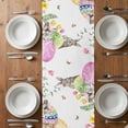 thumbnail image 6 of Green Easter Table Runner - 108 Inch Long, Kitchen Dining Table Runner Dresser Scarves, Eggs Gnomes Bunny Elegant Farmhouse Farmhouse Decor for Coffee Tables Wedding Party Banquet, 6 of 8