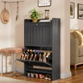 thumbnail image 3 of Aiho Shoe Storage Cabinet with 2 Flip Drawers and Open Storage, MDF Wood Narrow Shoe Cabinet, For Foyer, Hallway, Porch, Living Room, Balcony, Bedroom-Black, 3 of 11