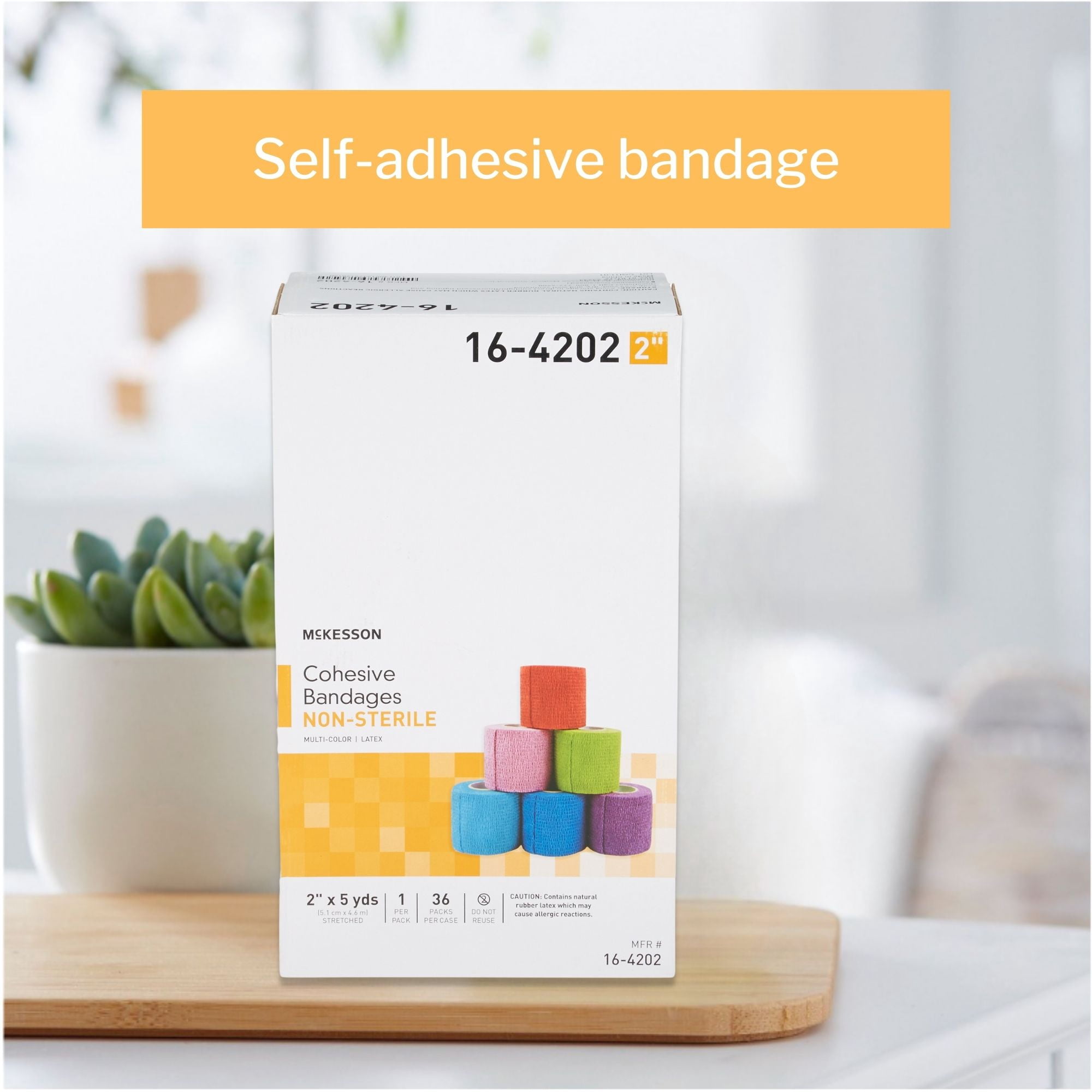 McKesson Cohesive Bandages, Self-Adherent Compression Wrap, 2 in x 5 yd, 1 Count, 36 Packs, 36 Total