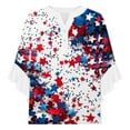 thumbnail image 4 of 4th of July Shirts Women 3/4 Length Ruffle Sleeve Tops V Neck Button Down Blouse American Flag Shirt, 4 of 4