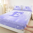 thumbnail image 3 of jejeloiu E Bow Purple Sequin Twin 3-Piece Reversible Monogram Ribbon Sheet Set, 3 of 7