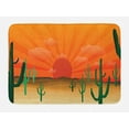 thumbnail image 1 of Dune Bath Mat, Vertical Sunburst View with Cactus in the Desert, Plush Bathroom Decor Mat with Non Slip Backing, 29.5" X 17.5", Green Vermilion Brown, by Ambesonne, 1 of 2