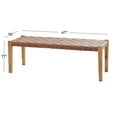 thumbnail image 5 of DecMode Teak Wood Handmade Woven Seat Bench, Brown, 5 of 9