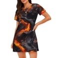 thumbnail image 1 of Balery Molten Lava Abstract Flow Camisón de manga corta con cuello redondo para mujer, cómodo y elegante., 1 of 6