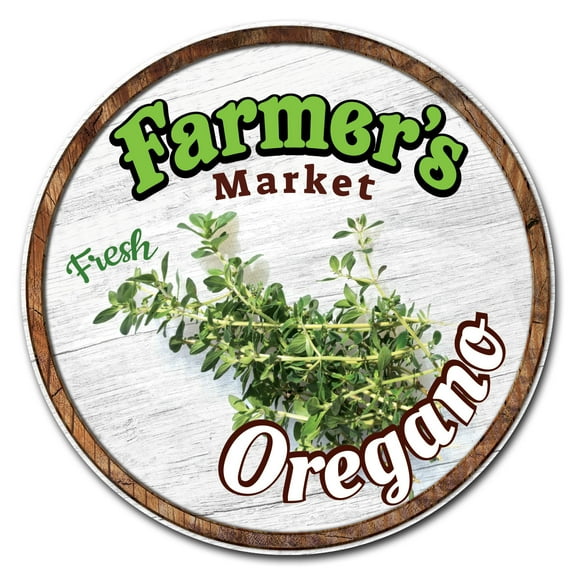 SignMission Corrugated Plastic Sign With Stakes 16" Circular - Farmer's Market Oregano | Coroplast Yard Sign With Stake |  Made in the USA