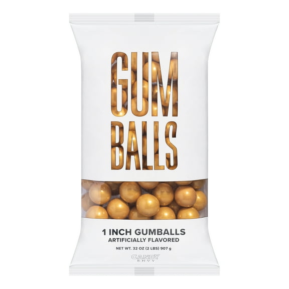 Candy Envy - Shimmer Gold 1 Inch Gumballs - 2lb Bag - Approximately 113 Gumballs Per Bag - North American Made & Kosher Certified