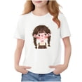 thumbnail image 2 of Blusas y camisas de manga corta con cuello redondo para niños Camiseta de verano de manga corta estampada para niñas Jersey elegante de cuello redondo para niños Top de algodón, 2 of 6