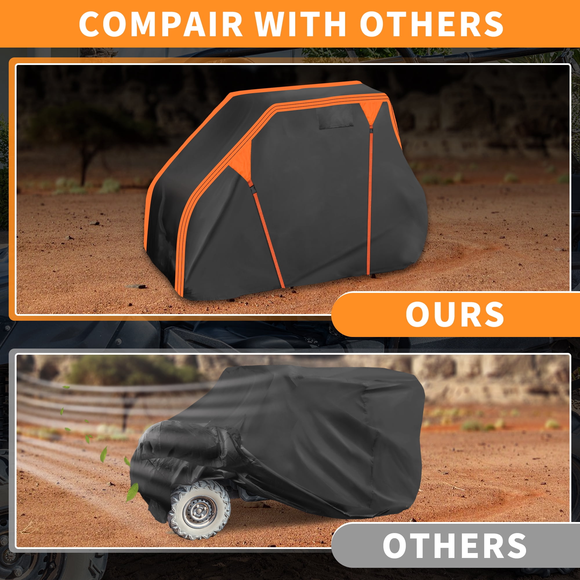 Unique Bargains Side by Side UTV Cover 210D-PU Black Orange for Honda Pioneer-520