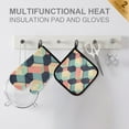 thumbnail image 4 of Yayeee Oven Mitts and Pot Holder Set of 2 Heat Resistant Kitchen Gloves Baking Hot Pad, Pink Cubes, 4 of 5