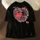 thumbnail image 3 of Camiseta de gran tamaño con estampado de amor Harajuku para mujer, camisetas bonitas para parejas, ropa de calle Y2k, Tops, ropa dulce, 3 of 5