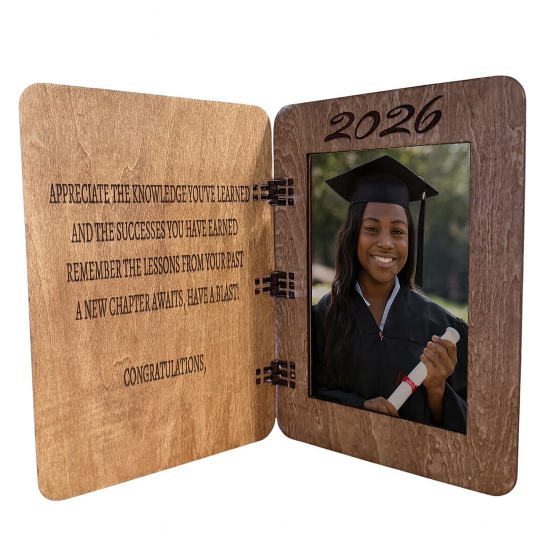 Wooden Graduation Greeting Card 4x6 Picture Frame, Engraved Keepsake Card, Graduation Gift