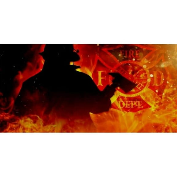 Fireman Hot Flames Photo License Plate