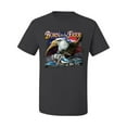 thumbnail image 2 of Born To Be Free Blad Eagle and American Flag Cars and Trucks Men's Graphic T-Shirt, Charcoal, Small, 2 of 3