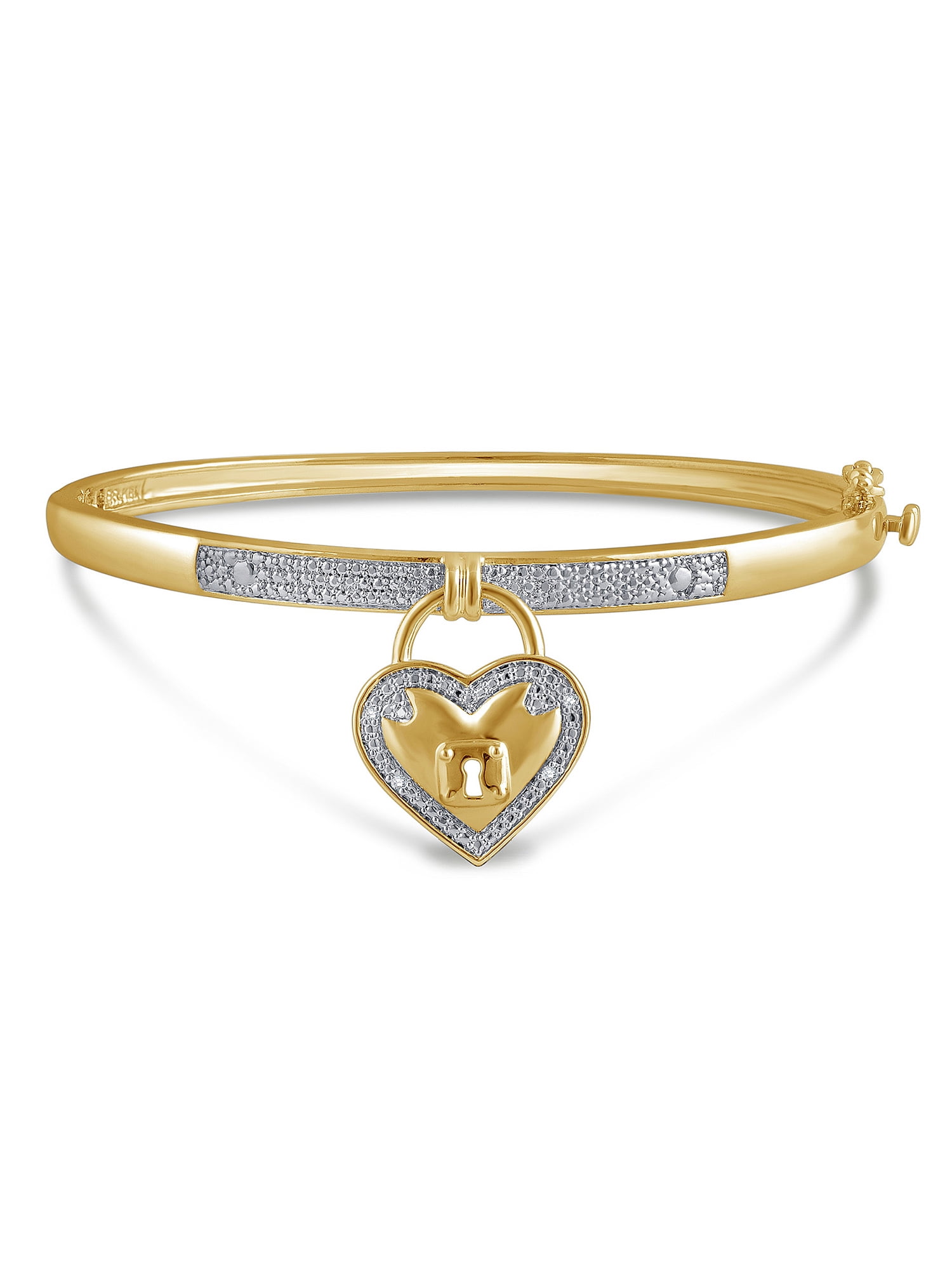 Diamond Accent Heart Lock Bangle