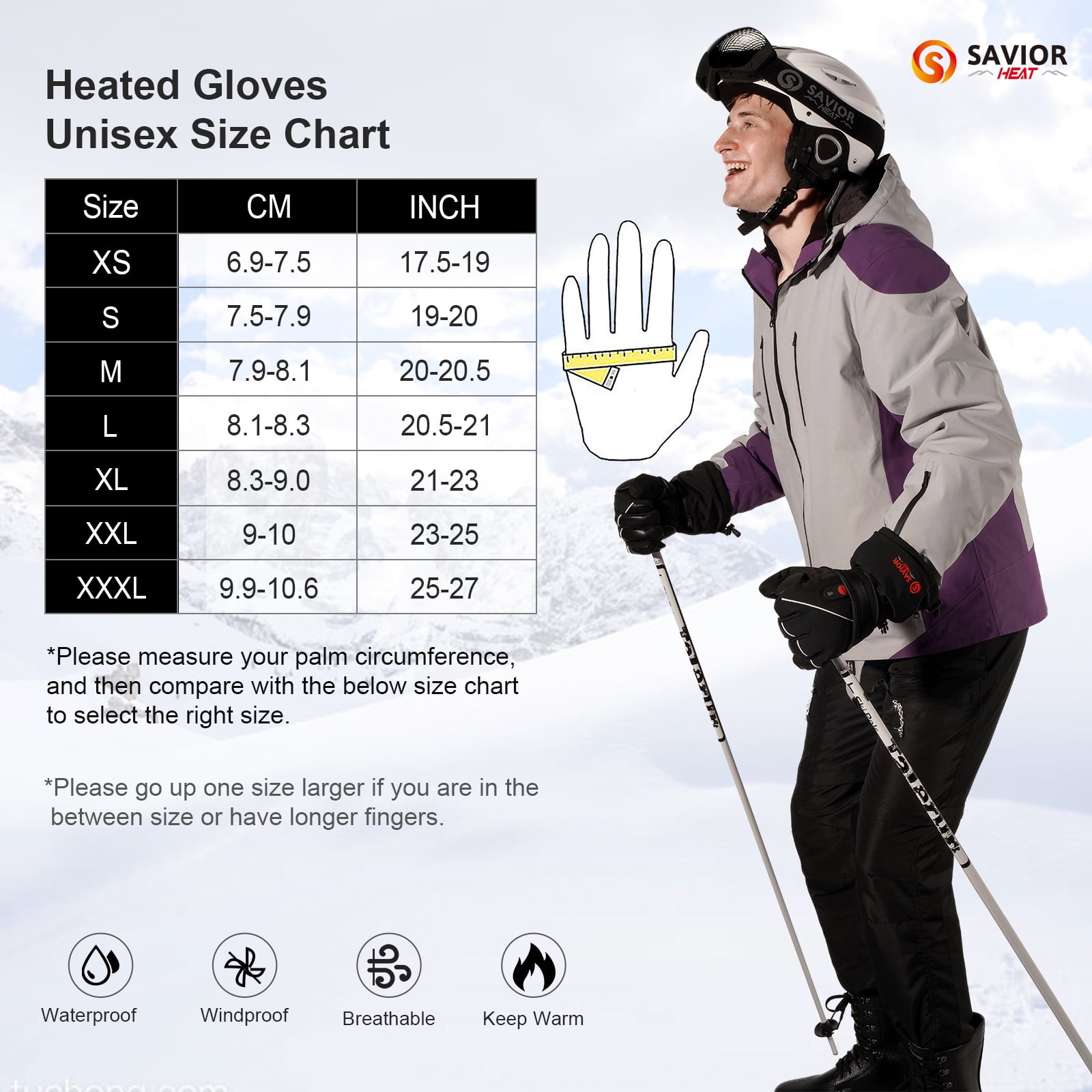 SAVIOR HEAT Rechargeable Electric Heated Gloves,Heated Gloves for Men Women, Thermal Gloves,Motorcycle Waterproof Windproof Gloves,Heated Skiing Gloves