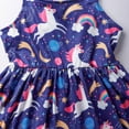 thumbnail image 4 of Little Girls Dresses Unicorn Casual Ruffled Sleeve Swing Summer Pony Rainbow Dress Toddler Birthday Party Sundress 3-4 Years, 4 of 5
