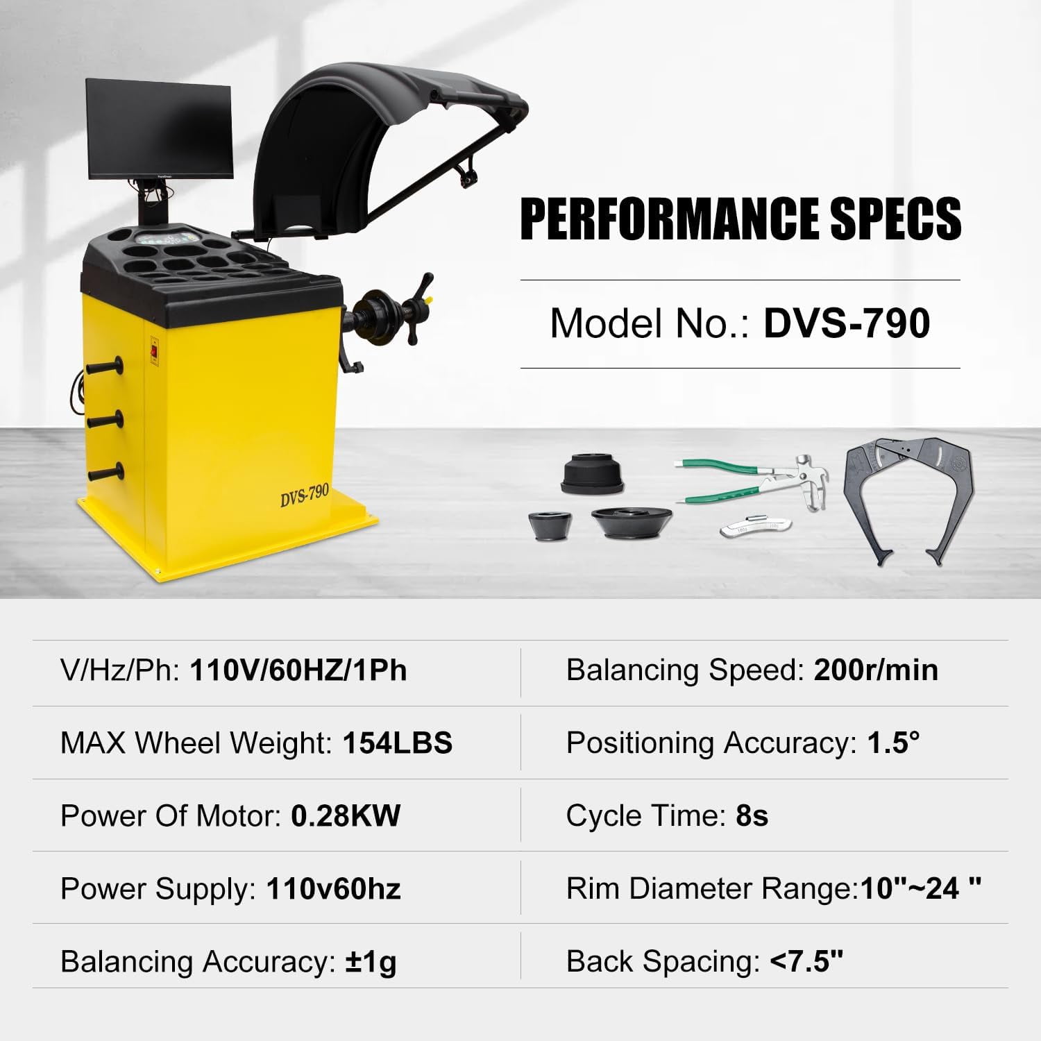 24'' Rim 1.5HP Tire Changer w/Assist Arm and 10''-24'' Rim Tire Balancer Combo 5HP Air Compressor w/ 60Gal ASME Tank for Tire Repair and Wheel Balancing Garage Shop Equipment w/ 1 Year Warranty