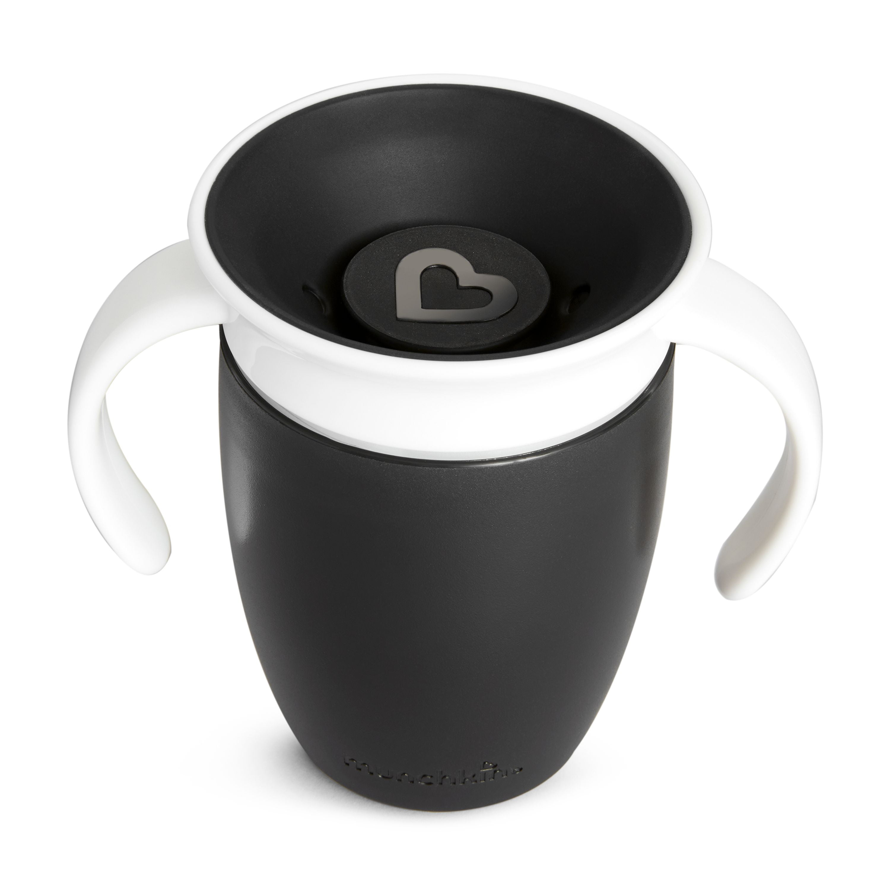 Munchkin® Miracle® 360° Spoutless Trainer Cup with Handles, 7 oz, White/Black, Unisex, 2 Pack