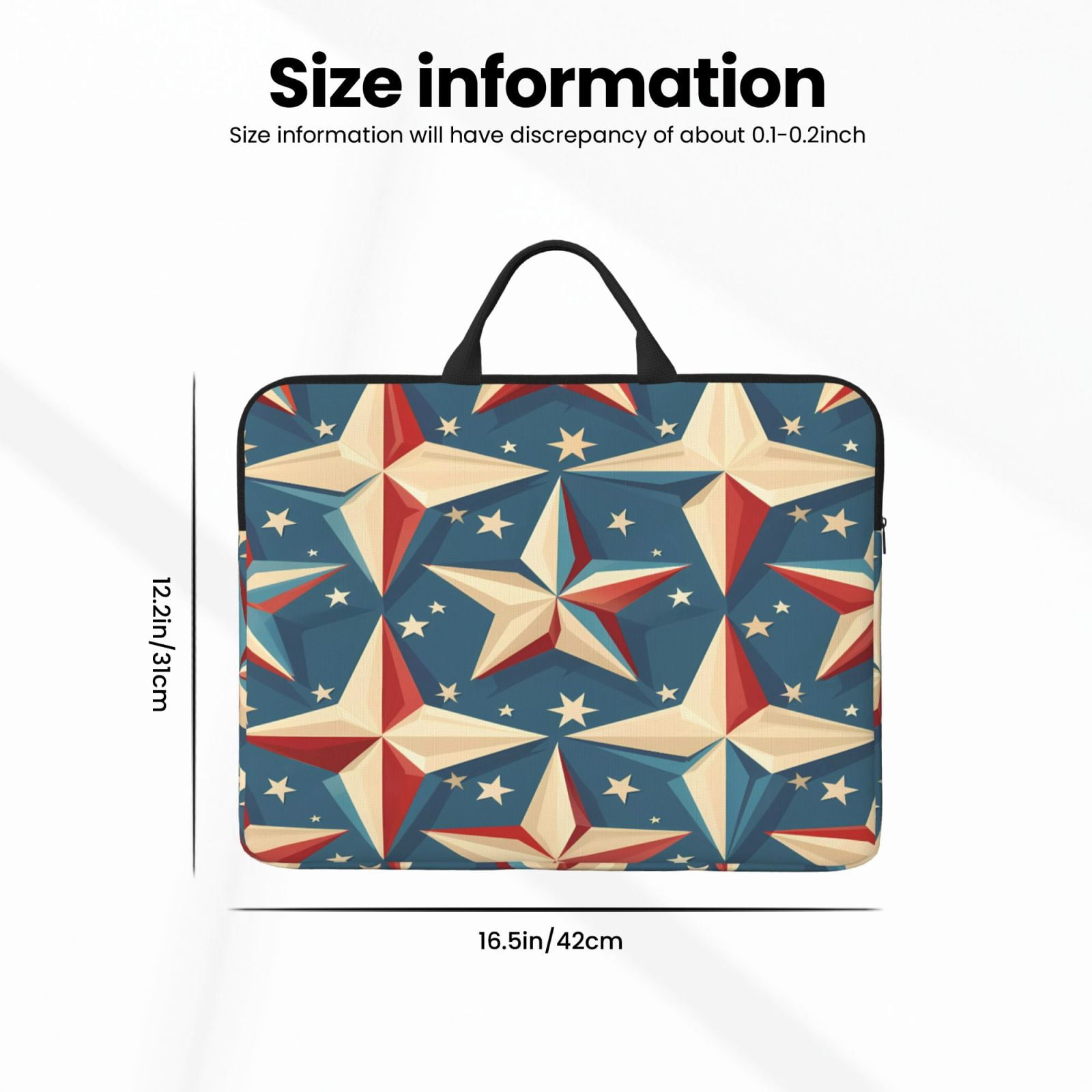 Laptop Sleeve Bag For Women Men 14inch Waterproof Durable Protective Computer Carrying Cover Handle Laptop Case Bag Independence Day Theme Elements Star (7)