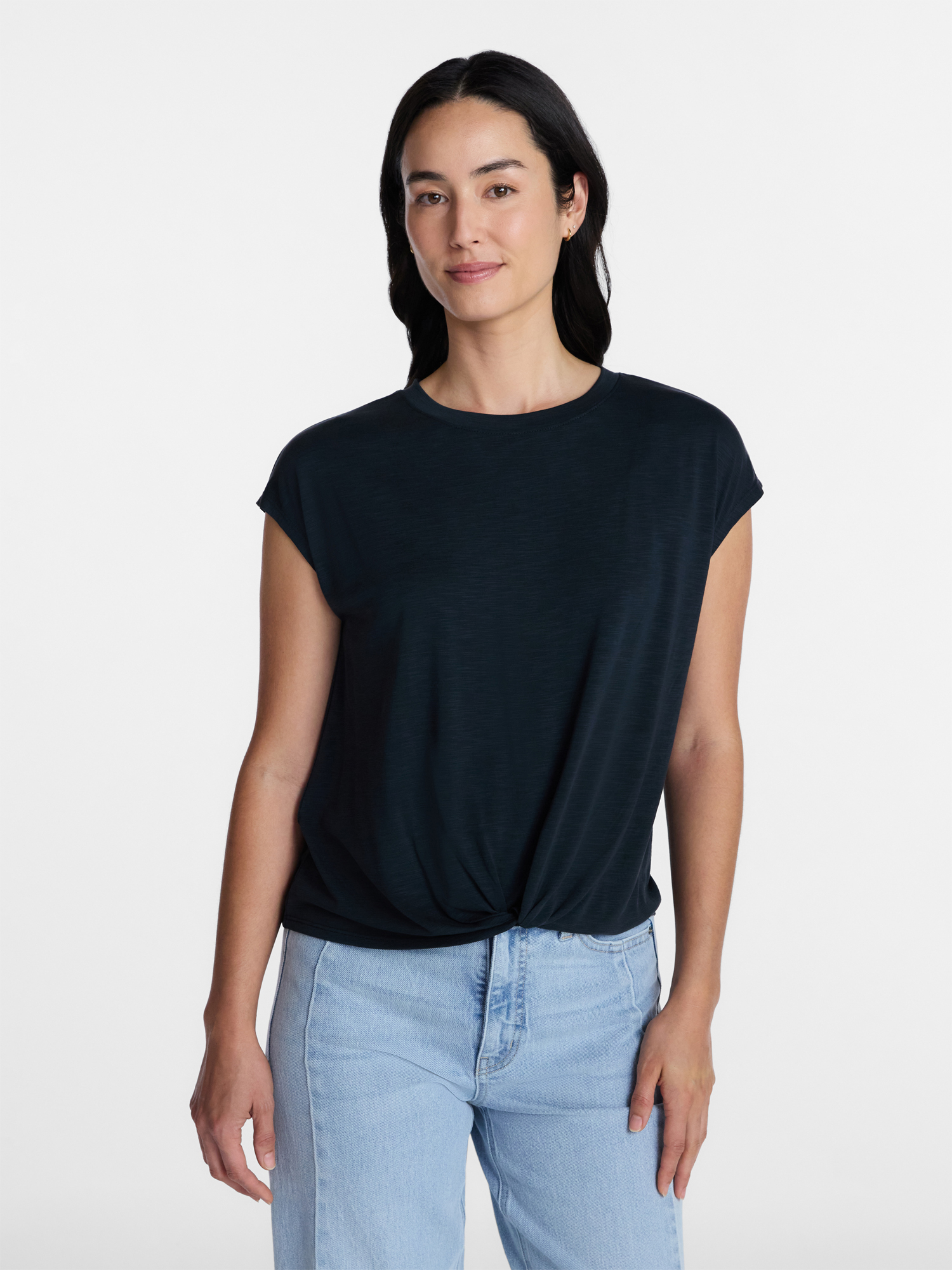 Time and Tru Women's Twist Front Top, Sizes XS-XXXL