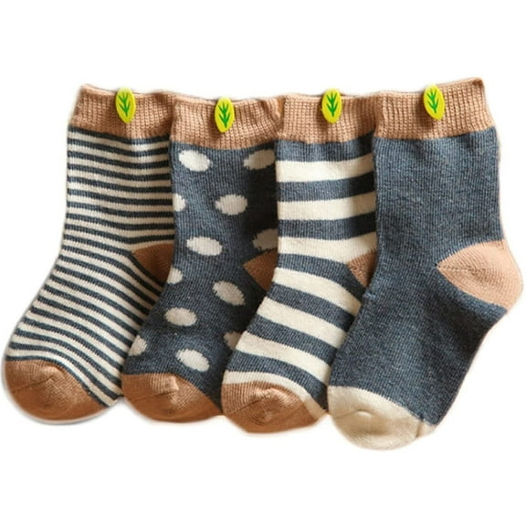 Lian LifeStyle Premium, Cool, And Fun Children's 4 Pairs Lightweight and Effective Cotton Crew Socks Size 12M-36MBlue