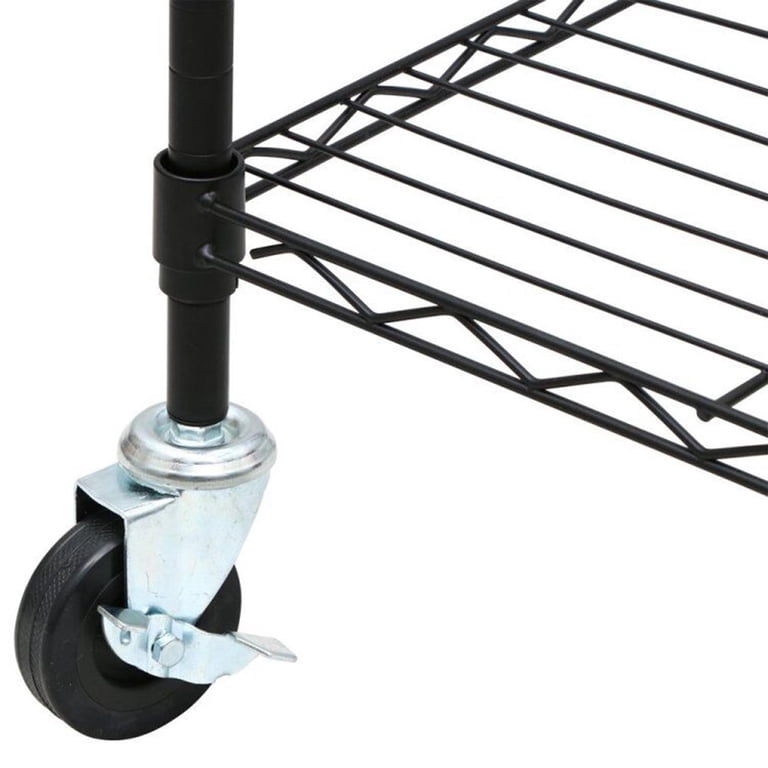 Zimtown 5-Tier Steel Wire Shelf, 35''Lx18''Wx71''H, Black, Wheels