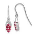 thumbnail image 1 of Diamond2Deal 925 Sterling Silver Rhodium Diamond and Ruby Shepherd Hook Dangle Earrings for Women, 1 of 5