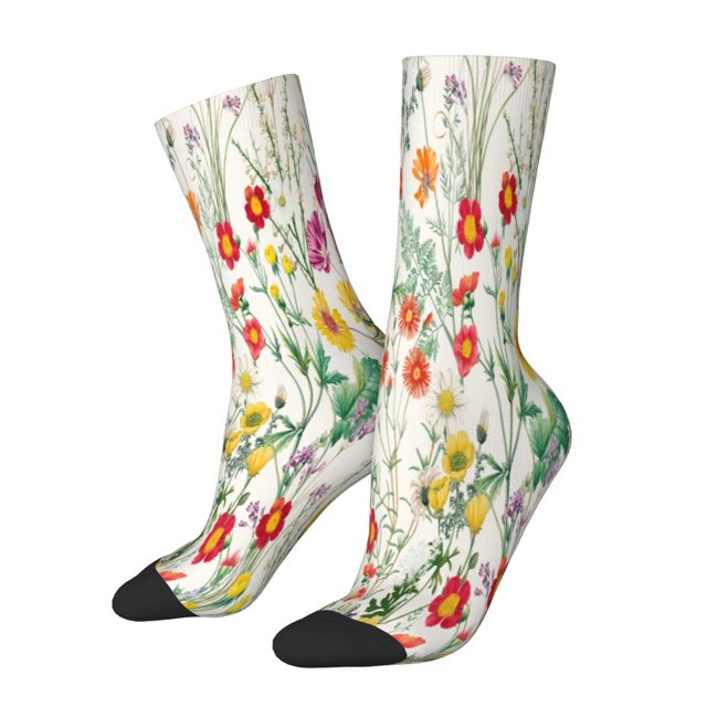 Balery Spring floral Calcetas Largas con Estampado para Hombre y Mujer – Suaves y Transpirables, Talla Única (US 5-11)