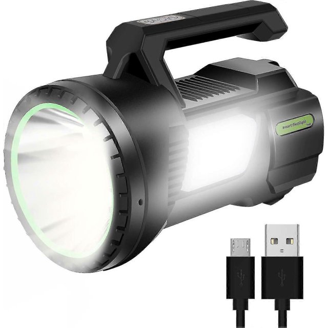 Rechargeable Led Torch 1200lm 6500mah, Ultra Powerful 4 Lighting Modes, Flashlight For Night Fishing, Hunting, Hiking, Garage, Camping, Emergency