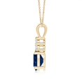 thumbnail image 2 of ANGARA Natural 2 Ct Sapphire Solitaire Pendant with Trio Diamond in 14K Yellow Gold for Women (Size-9x7mm) | September Birthstone, Anniversary, Jewelry Gift for Women | Natural Blue Sapphire Necklace, 2 of 8