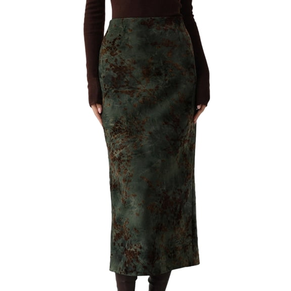 Women's Ditsy Floral High Waisted Skirts Green S