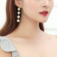 thumbnail image 6 of Limei 5 Pairs Big Simulated Pearl Long Tassel Drop Earrings for Women Double Sided Front Back Pearl Earrings Cross Imitation Pearl Dangle Earrings, 6 of 7