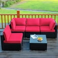 thumbnail image 4 of Patiojoy 5PCS Rattan Patio Furniture Set Cushioned Sofa Chair Coffee Table Set Easy Assemble Red, 4 of 9