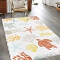 thumbnail image 3 of Rectangle Area Rug 4x6ft, Ocean Sea Turtles Coastal Coral Non-Shedding Washable Area Rug, Summer Starfish Beach Shells Non Slip Low-Profile Rugs for Living Room, Bedroom Dining Room, 3 of 9